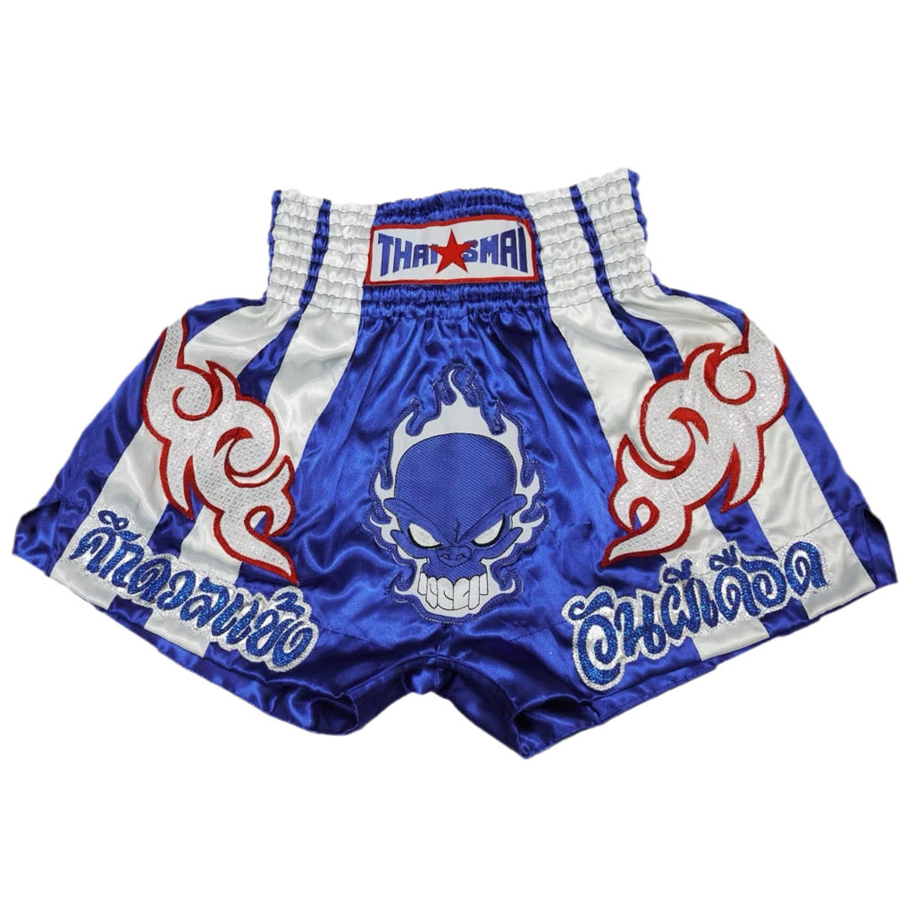 Thaismai Satin shorts - BS-1216 Skull Blue