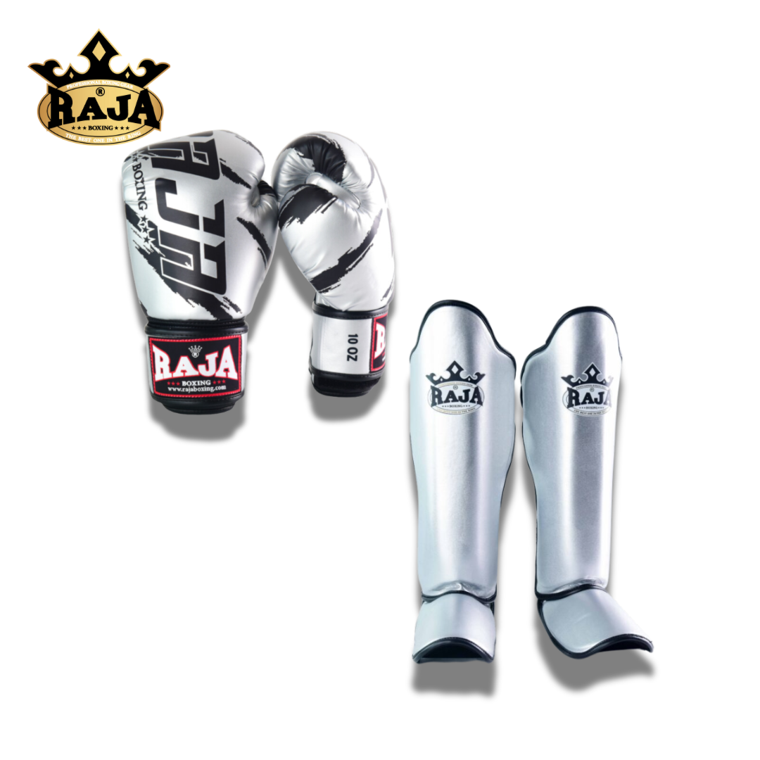 Raja Sparring Set Semi Leather Silver - KICKPUNCHELBOW