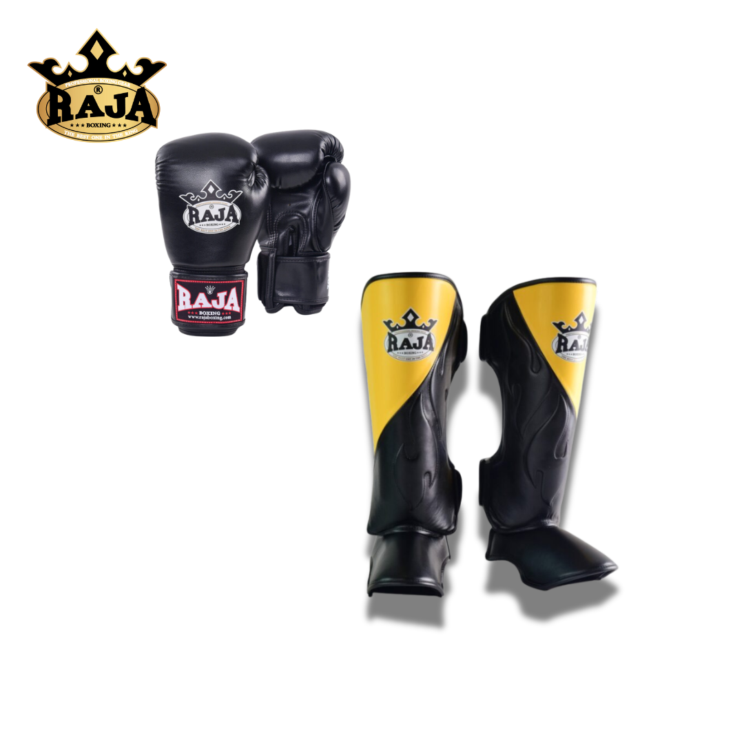 Raja Sparring Set Leather Cut On Yellow - KICKPUNCHELBOW