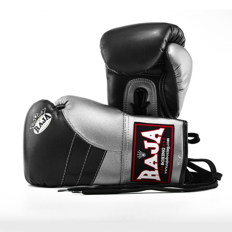 Raja Gloves - Silver Lace Up Leather - KICKPUNCHELBOW