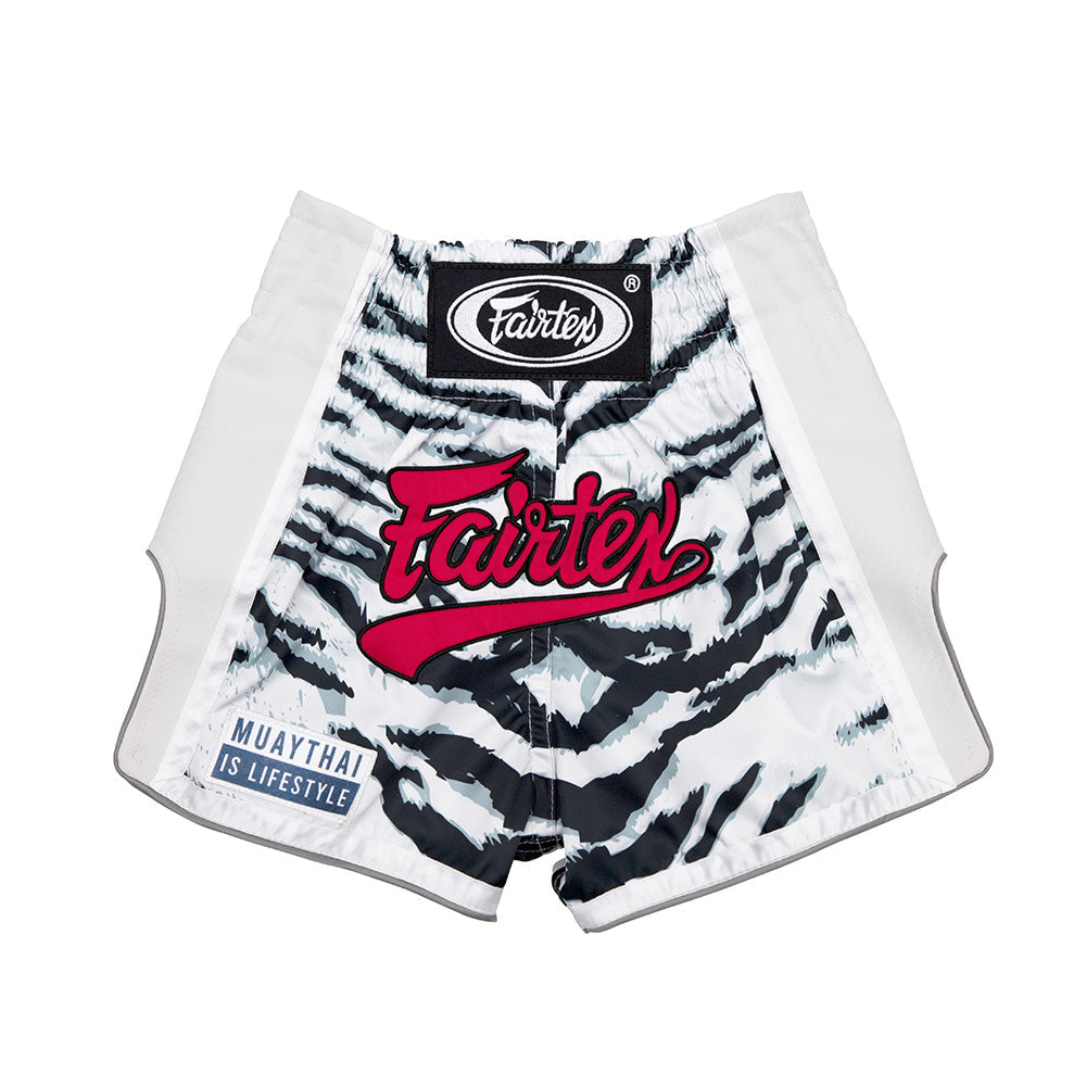 Fairtex Kids Muay Thai Shorts - BSK2103 "WHITE TIGER" - KICKPUNCHELBOW