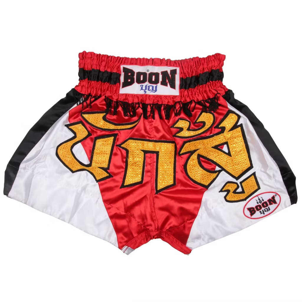 Boon Muay Thai Shorts MT14 - RED&WHITE WARRIOR