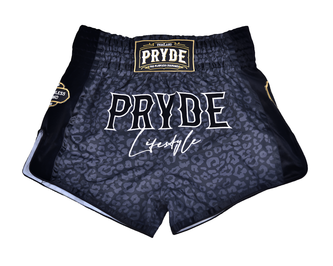Pryde Muay Thai Shorts - Wicked Black Leopard