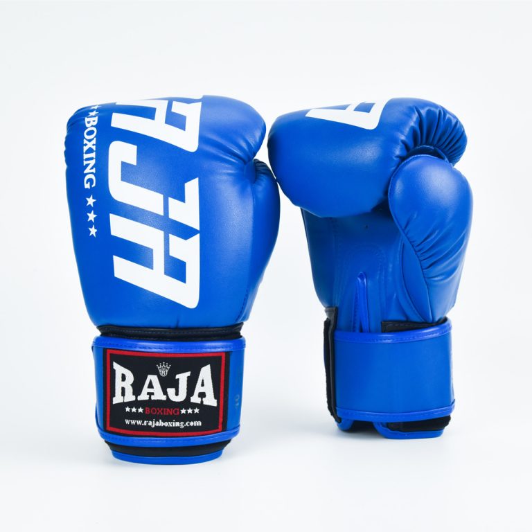 Raja Gloves - Big Text Semi Leather Blue - KICKPUNCHELBOW