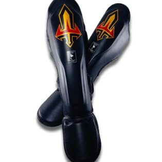 Arwut Muay Thai Leather Shin Guards SG3 Black