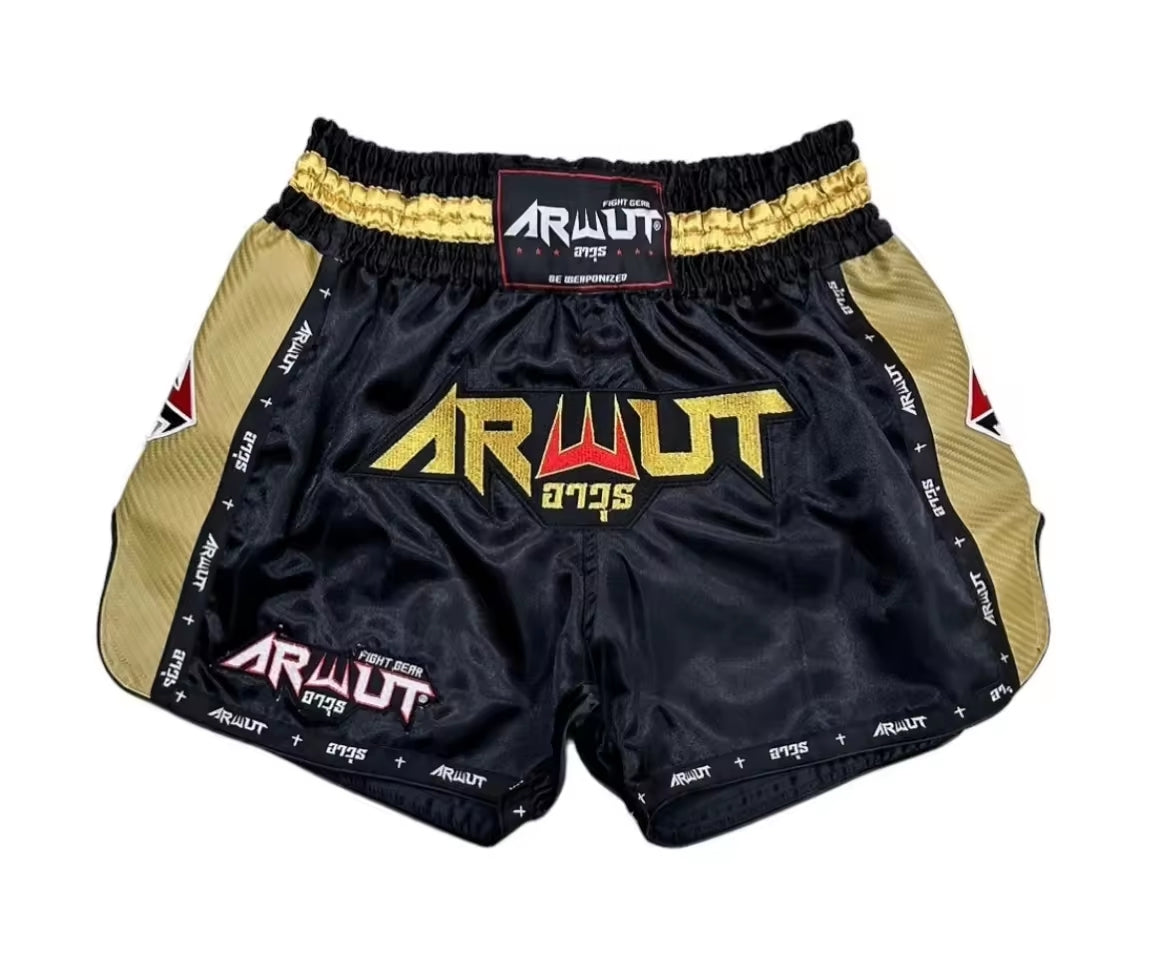 Arwut Muay Thai Shorts - Black / Gold