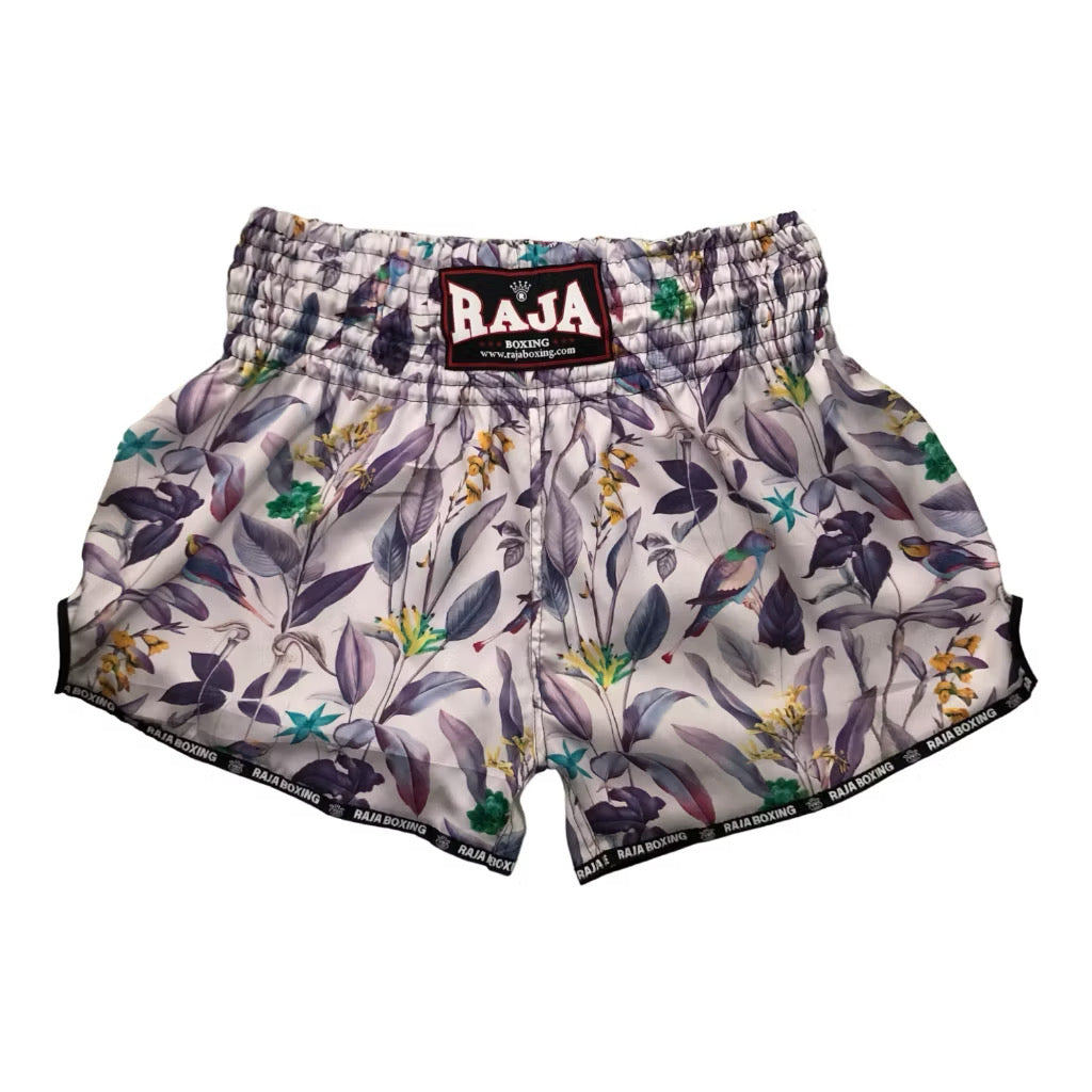 Raja Muay Thai  Fancy Shorts - Purple Flowers