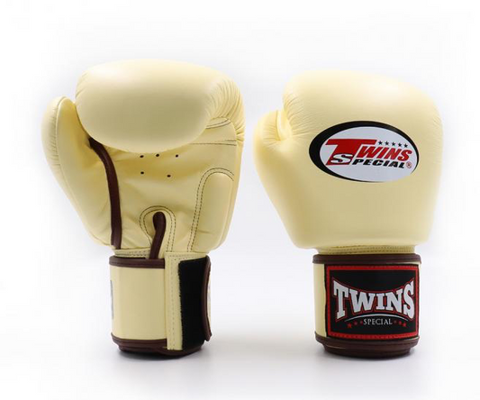 Twins Special BGVL3 Velcro Boxing Gloves Cream - KICKPUNCHELBOW