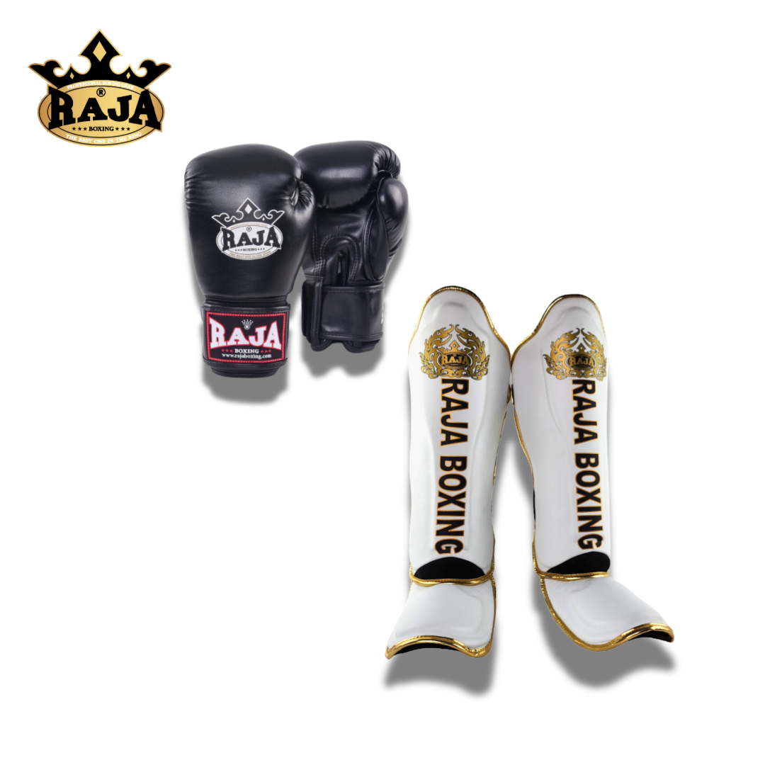 Raja Sparring Set Mix Up Semi Leather Black/White - KICKPUNCHELBOW