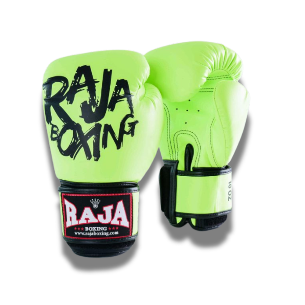 Raja Boxing - Velcro boxing Gloves- Microfibre - Graffiti - Yellow Neon