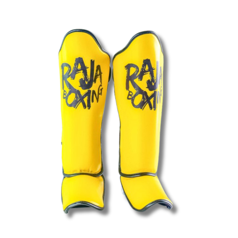 Raja Boxing - Shin Guards - Microfibre Graffiti V4 -Yellow