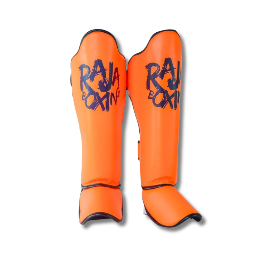 Raja Boxing - Shin Guards - Microfibre Graffiti V4 -Orange