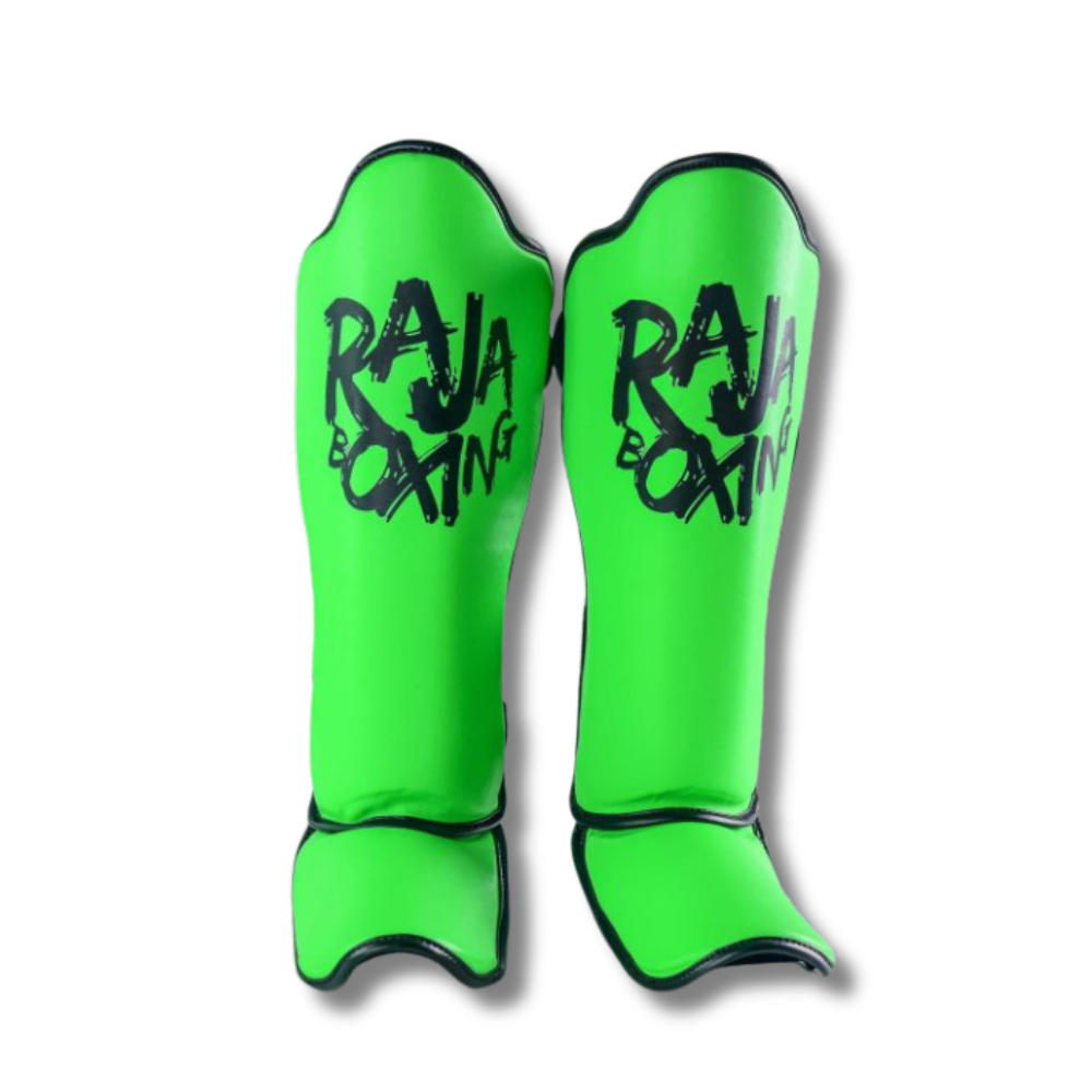 Raja Boxing - Shin Guards - Microfibre Graffiti V4 -Green