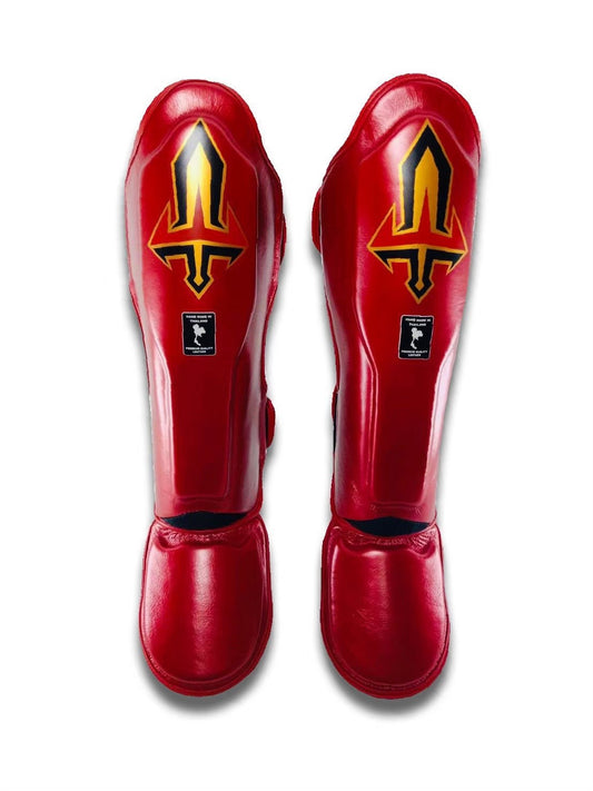 Arwut Muay Thai Leather Shin Guards SG3 Red