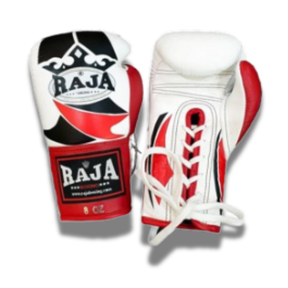 Raja Boxing - Lace Up Boxing Gloves- Microfibre RBGL13 - Fancy Tricolor