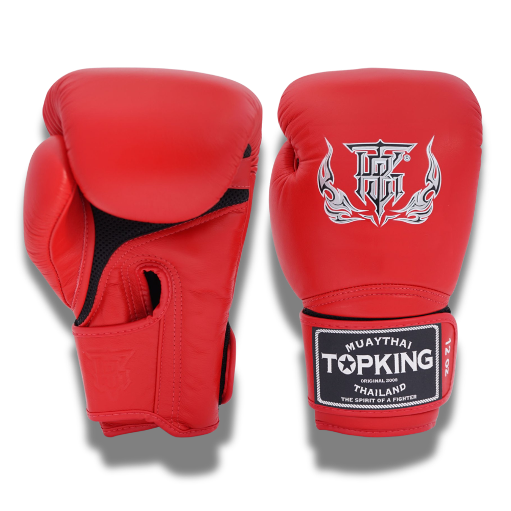 Top King - Sparring Set - Pro Gloves/Pro Shin Guards/TKB Handwraps/01 Ankle Guards -red
