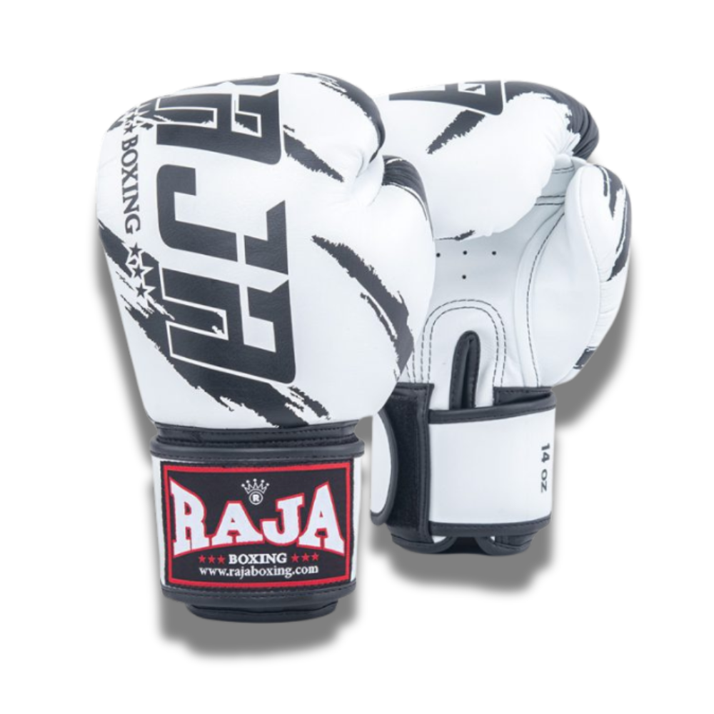 Raja Boxing - Velcro boxing Gloves- Microfibre Streak V3 - White