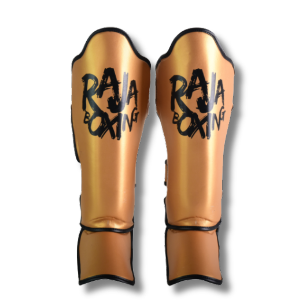 Raja Boxing - Shin Guards - Microfibre Graffiti V4 -Gold