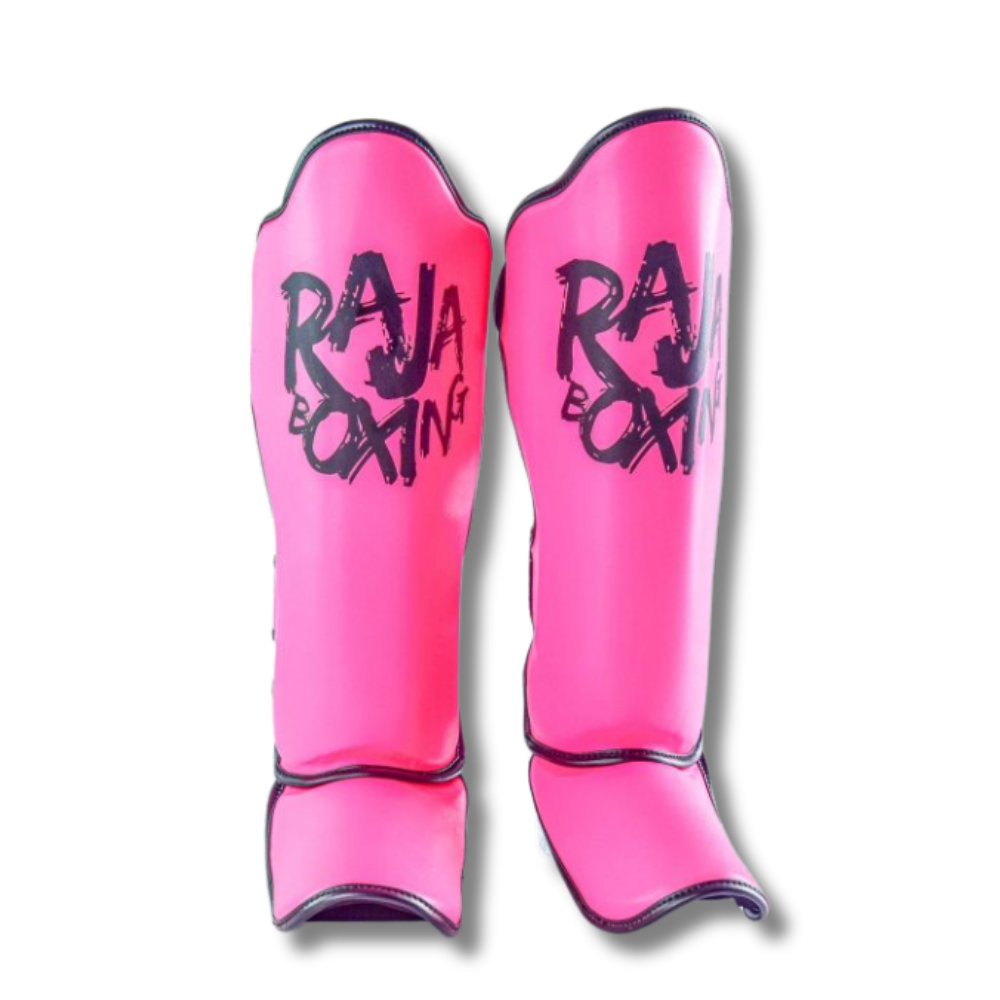 Raja Boxing - Shin Guards - Microfibre Graffiti V4 -Dark pink