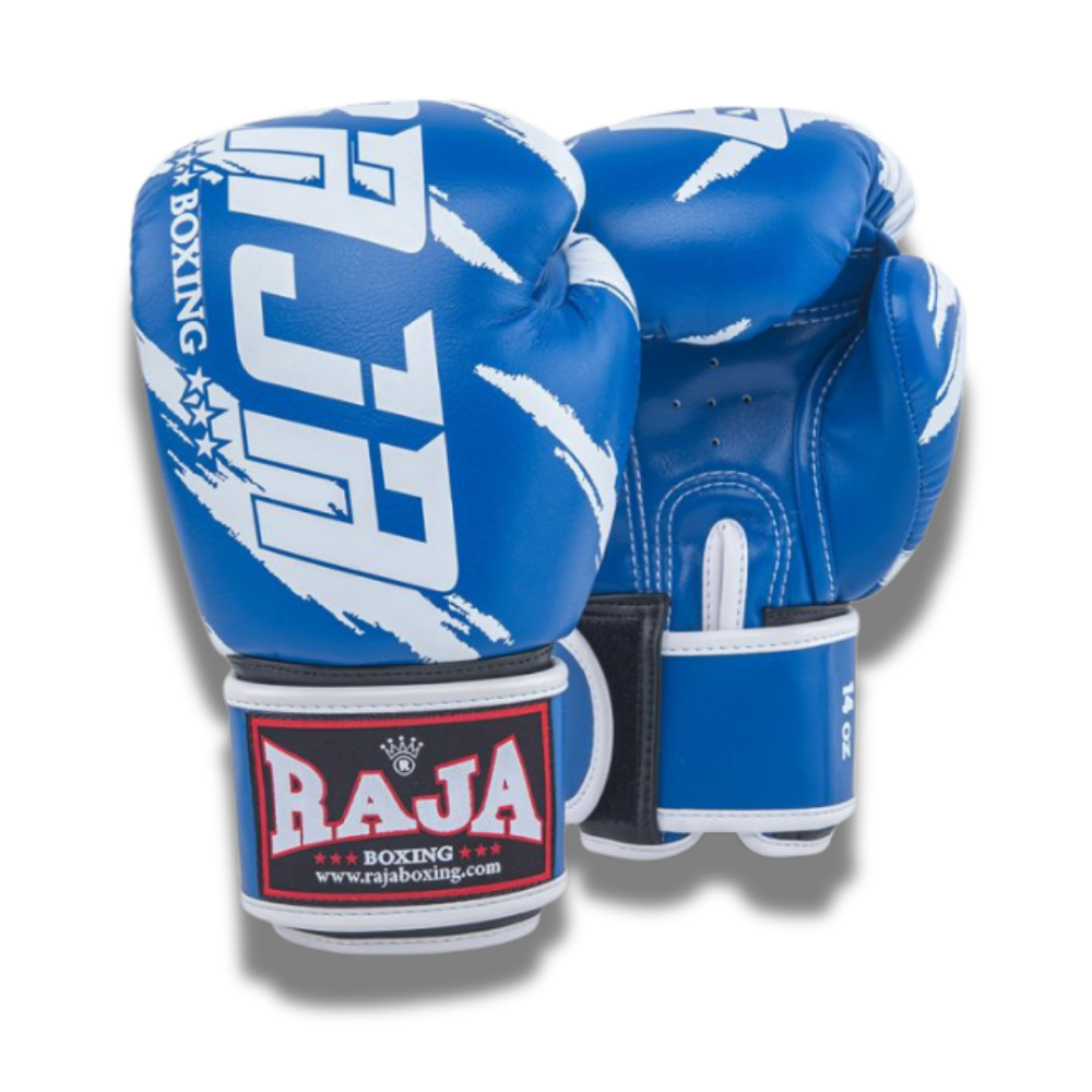 Raja Boxing - Velcro boxing Gloves- Microfibre Streak V3 - Blue