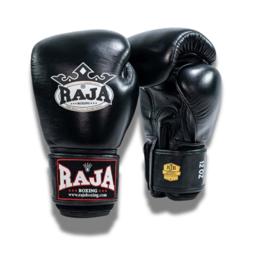 Raja Boxing - Velcro boxing Gloves- Microfibre - RBGV1 -Black