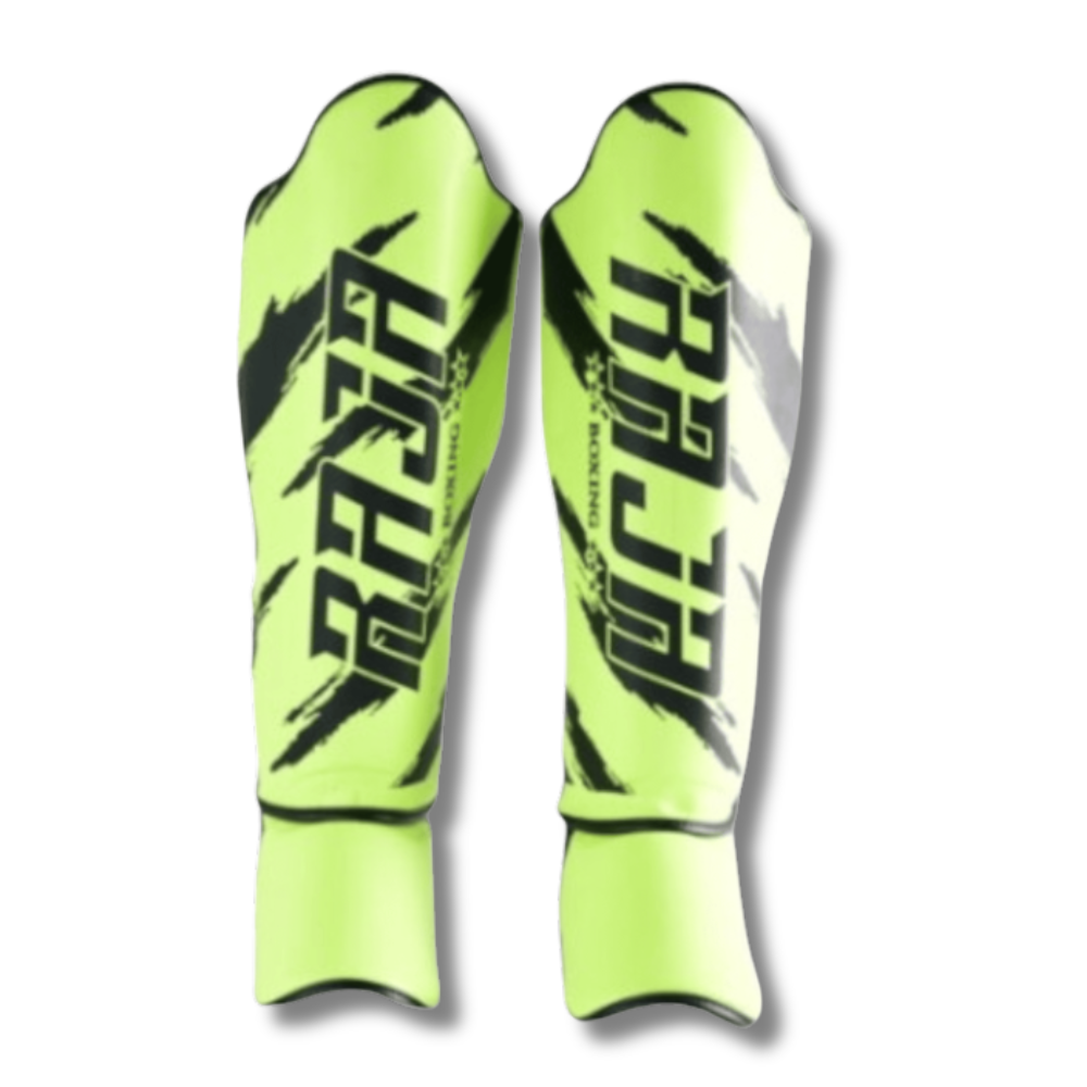 Raja Boxing - Shin Guards - Microfibre Streak V3 -Lime green