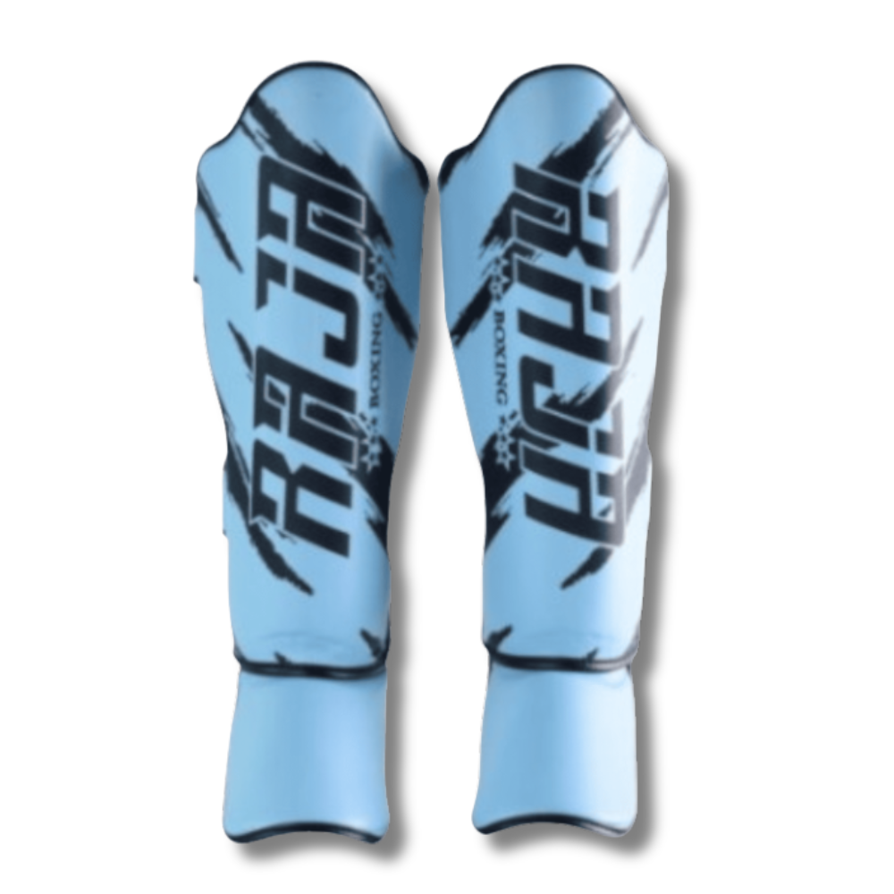 Raja Boxing - Shin Guards - Microfibre Streak V3 -Light blue