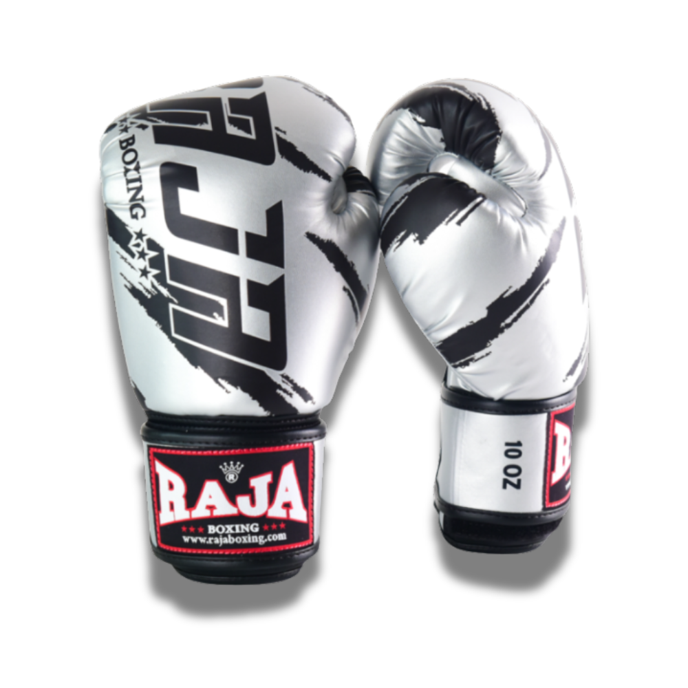 Raja Boxing - Velcro boxing Gloves- Microfibre Streak V3 - Silver