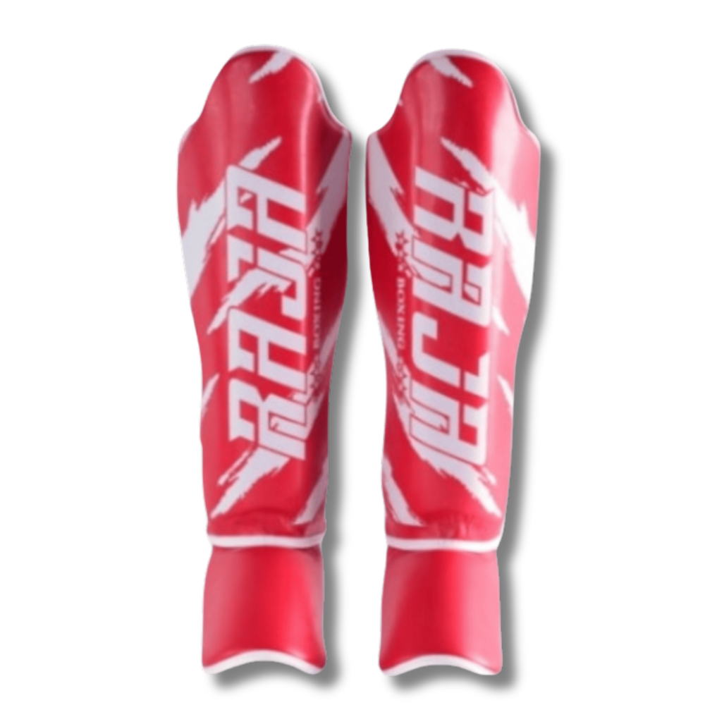 Raja Boxing - Shin Guards - Microfibre Streak V3 -Red