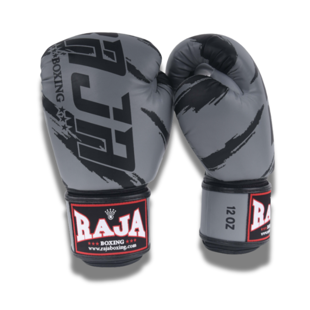 Raja Boxing - Velcro boxing Gloves- Microfibre Streak V3 - Gray