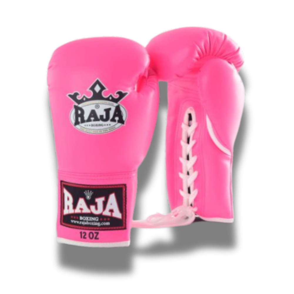 Raja Boxing - Lace Up Boxing Gloves- Microfibre RBGL13 - Pink