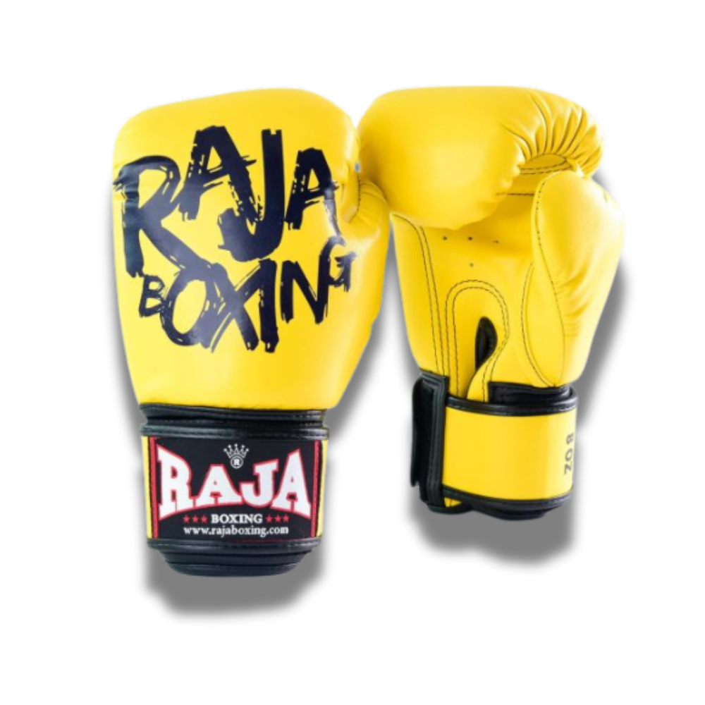 Raja Boxing - Velcro boxing Gloves- Microfibre - Graffiti - Yellow