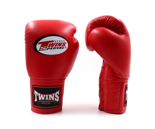 Twins Special Boxing Gloves BGLL1 Red Lace Up - KICKPUNCHELBOW