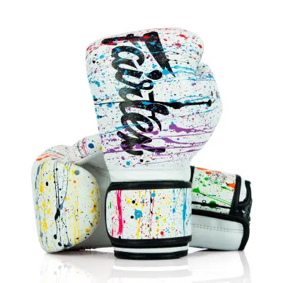 Fairtex Gloves - Premium Painters Drip (White) - KICKPUNCHELBOW