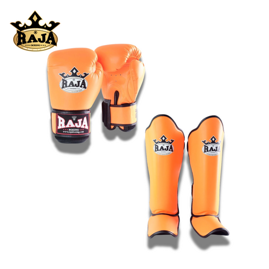 Raja Sparring Set Semi Leather Orange - KICKPUNCHELBOW