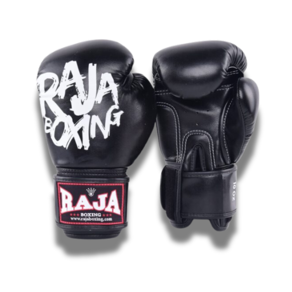 Raja Gloves Velcro boxing Gloves- Microfibre -Graffiti - Black