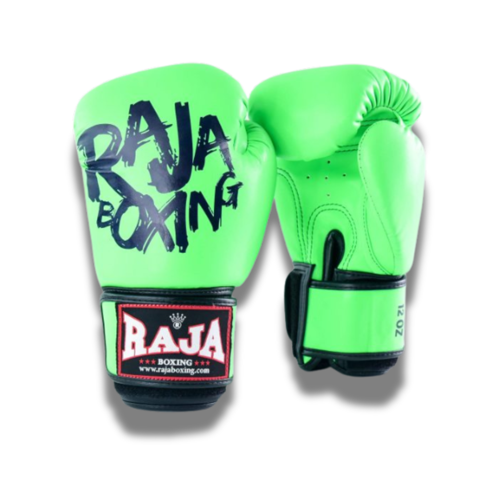 Raja Boxing - Velcro boxing Gloves- Microfibre - Graffiti - Neon Green