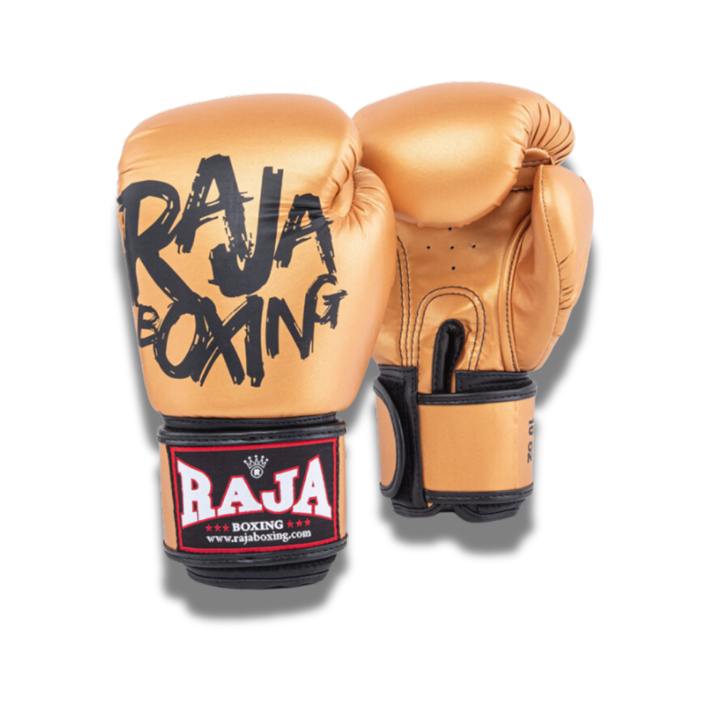 Raja Boxing - Velcro boxing Gloves- Microfibre - Graffiti - Gold