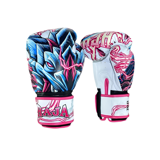 Raja Fancy Gloves -  Dragon  Pink /Blue Semi Leather