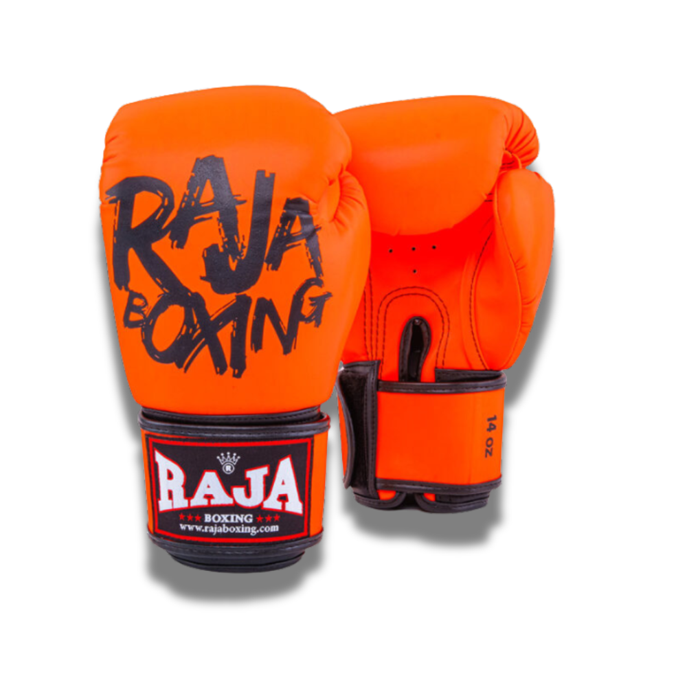 Raja Boxing - Velcro boxing Gloves- Microfibre - Graffiti - Orange
