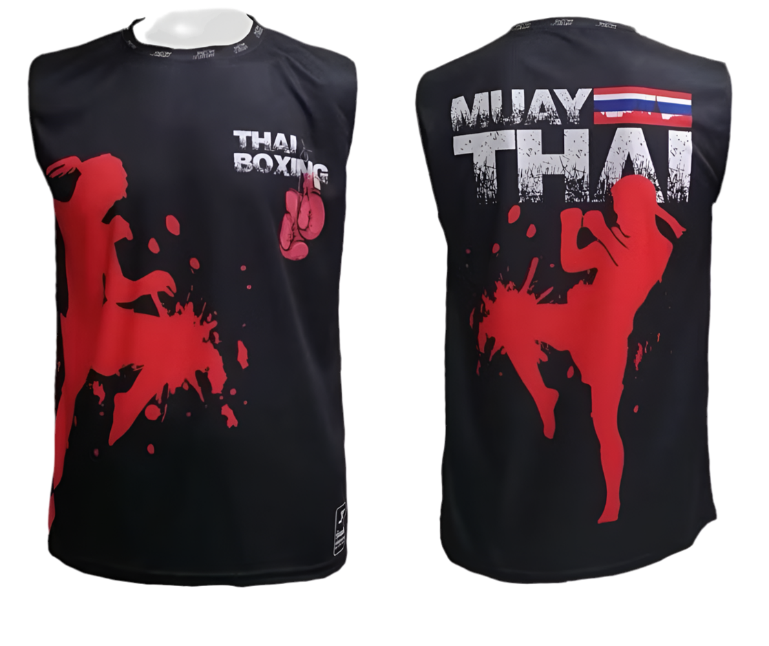 Muay Thai Training Singlets - Thai Boxing Black - KICKPUNCHELBOW