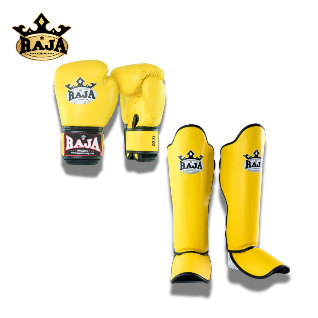Raja Sparring Set Semi Leather Yellow - KICKPUNCHELBOW