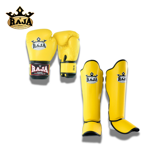 Raja Sparring Set Semi Leather Yellow - KICKPUNCHELBOW