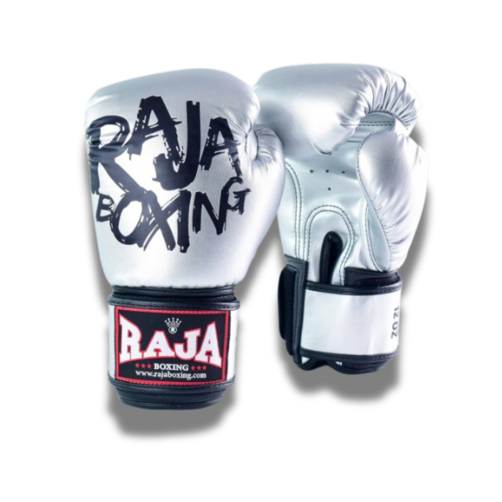 Raja Boxing - Velcro boxing Gloves- Microfibre - Graffiti - Silver