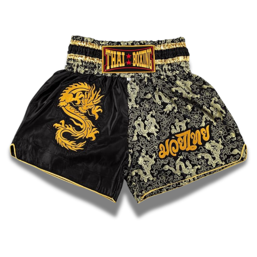 ATB - Muay Thai Shorts - Dragon - Black /Gold