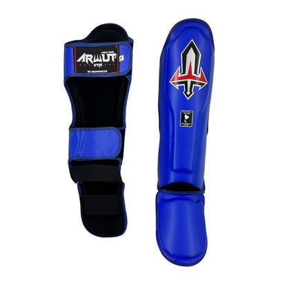 Arwut Muay Thai Leather Shin Guards SG3 Blue