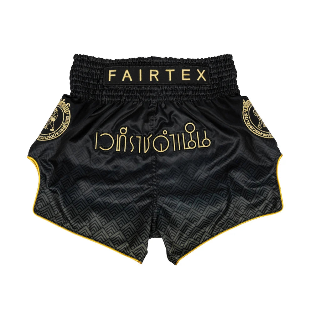 Fairtex - Muay Thai Shorts - Rajadamnern Text BS-RAJ04 - Black/Gold