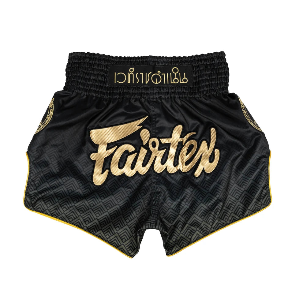Fairtex - Muay Thai Shorts - Rajadamnern Text BS-RAJ04 - Black/Gold