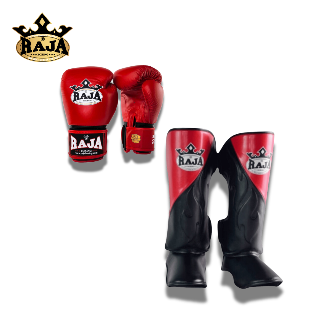 Raja Sparring Set Leather Cut On Red - KICKPUNCHELBOW