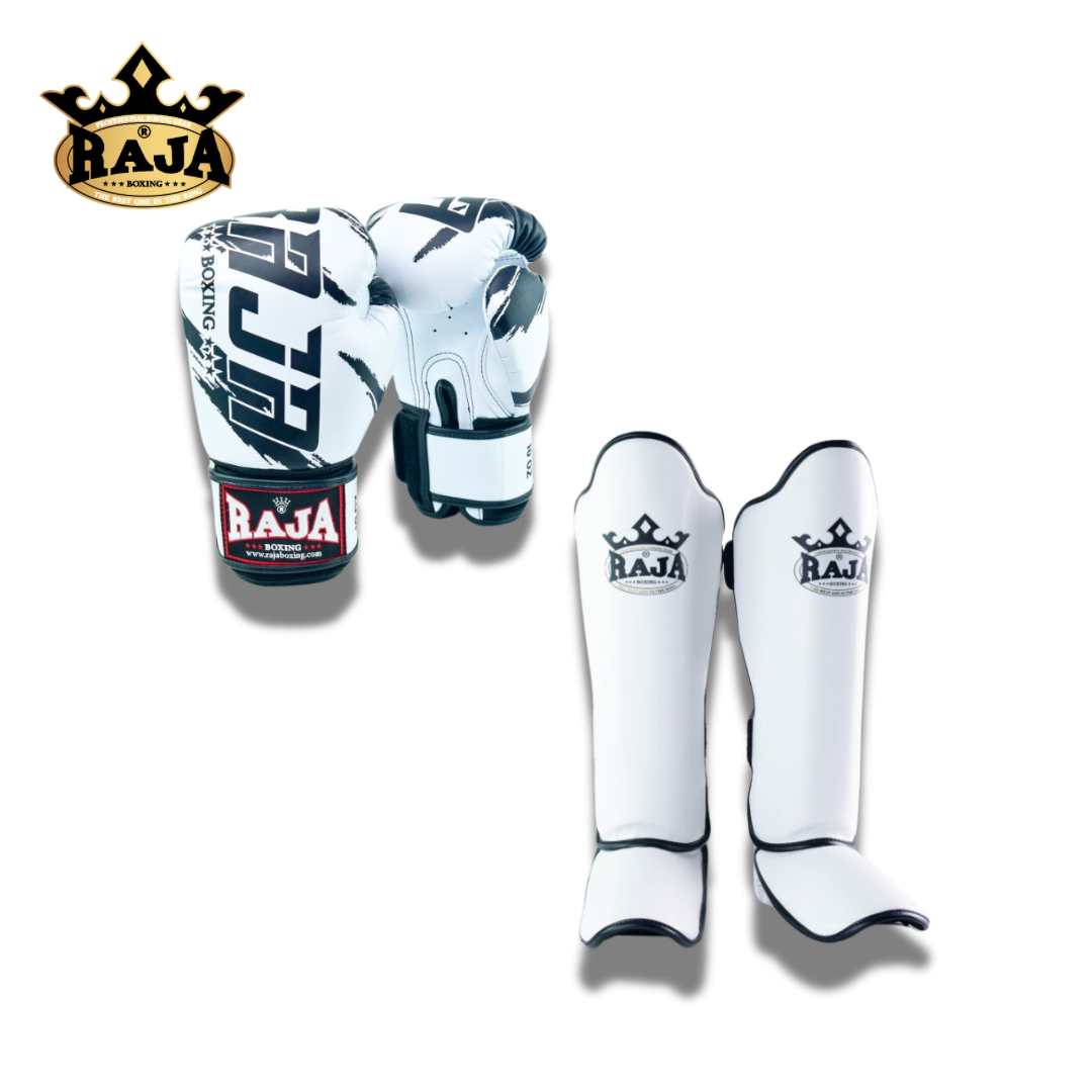 Raja Sparring Set Leather White - KICKPUNCHELBOW